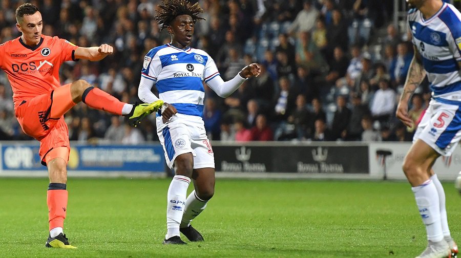 Former Millwall midfielder Ebere Eze playing for QPR against the Lions. Image: Millwall FC