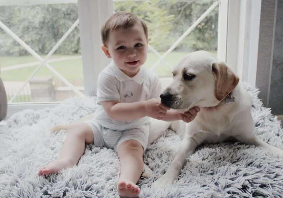 One of Jade's children with her dog Willow