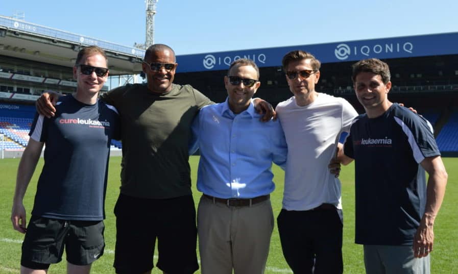 Geoff with Crystal Palace boss Steve Parish, club ambassador and former footballer Mark Bright, and brothers-in-law Lee and Jordan at Selhurst Park.