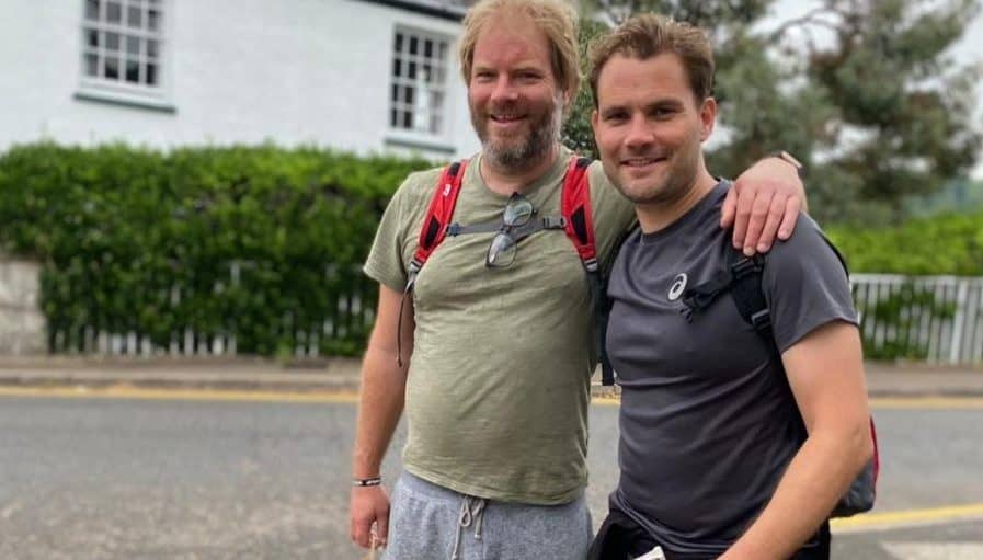 The brothers on their 'Miles for Miles' fundraising walk in memory of their brother who died from suicide in 2019