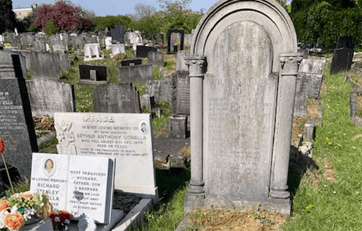 Pullum's grave in Camberwell New Cemetery