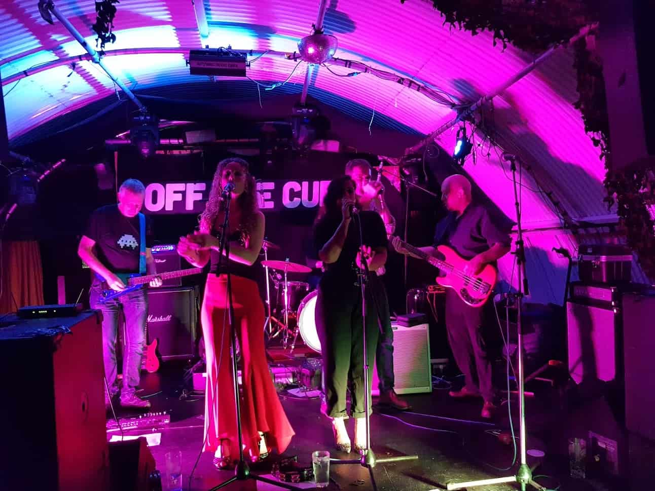 Local band Talking Strawberries performing at Off the Cuff in 2019