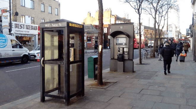 These two phone booths would be removed to accomodate the BT hub.