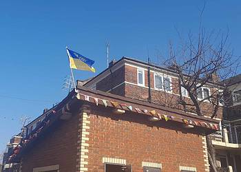 The Kirby Estate's Ukraine flag this week