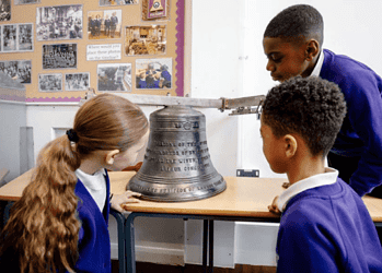 Galleywall Primary pupils with their bell