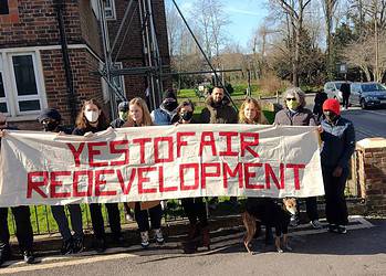 A protest against proposed rooftop homes on the Nunhead Estate