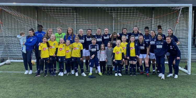 The Lionesses and FC Sutton Dynamo mascots. Photo: Millwall Lionesses LFC