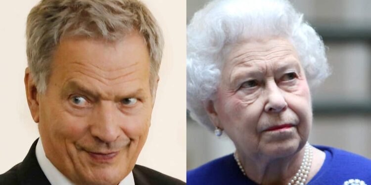 Left: Finnish President Sauli Niinisto; Right: the Queen