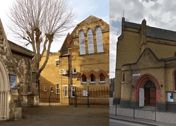 St John's Walworth Primary School (left) and English Martyrs Roman Catholic Primary (right)