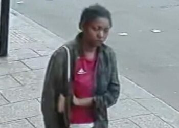 A CCTV image correctly showing Owami Davies walking north on London Road, Croydon, at about 12.30pm on 7 July. Issued by the Met