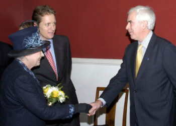 Chris Wilson, CEO of Southwark Charities, meeting Queen Elizabeth II in 2008 at St Brides Church