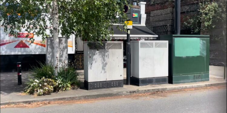 The telecom boxes were first erected 10 years ago, directly outside Umana Yana, in Herne Hill.