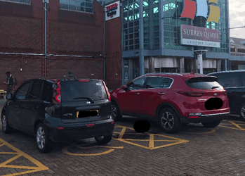 New disabled parking bays outside the Surrey Quays Shopping Centre entrance