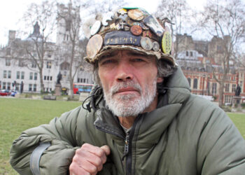 Brian Haw famously protested for peace outside parliament for ten years until he died in 2011 (Credit: Richard Keith Wolff)