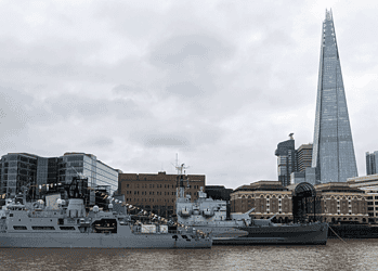The HNoMS Nordkapp (A531) moored next to the HMS Belfast Credit: PLA