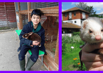 Adam Imam (Credit: Anver Imam) and one of the old ferrets (Credit: Surrey Docks Farm)