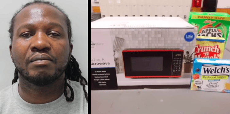 Edward Pink and the microwave. Credit: Met Police