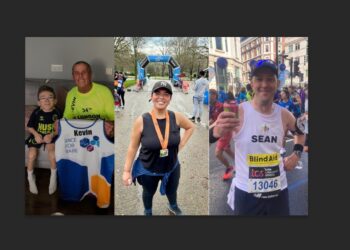 London Marathon 2023: Runners include (L-R): Kevin Downey, Hanaa Bengtsson El Mchrafi, Sean O'Sullivan.