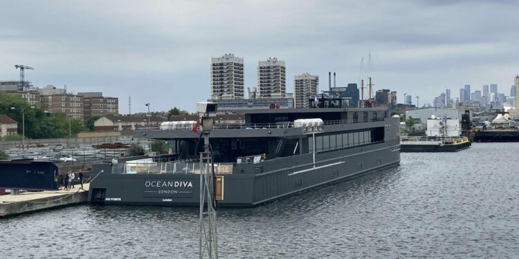 Oceandiva moored at the Royal Docks in Newham on May 22. Photo by Robert Firth