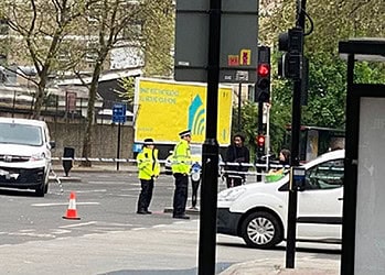 A police cordon was placed on Jamaica Road at the junction with St James's Road