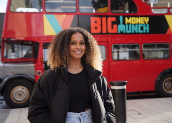 Amber Rose Gill (best known for winning S5 Love Island) is this week's celebrity guest on Big Money Munch (photo credit: Ollie Upton)