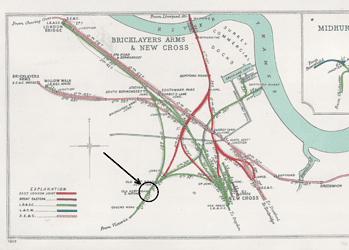 A Railway Junction Diagram featuring the Old Kent Road railway station by the Railway Clearing House