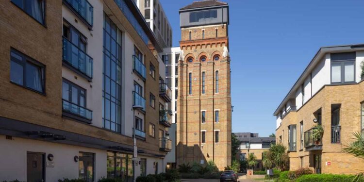 CGI of how the development would look next to the Victorian water tower. From Lambeth Council planning documents