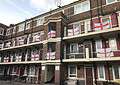 The Kirby Estate covered in England flags ahead of the Women's World Cup