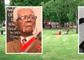 Sam King (left) and Harold Moody (right) against a photo of Camberwell Green. Credit: Robin Stott (Creative Commons)