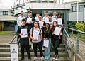 Students from Bacon's College stand proud after receiving impressive A-level results.