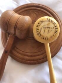 The Dulwich Club gavel (right) has been replaced by wooden one (left)