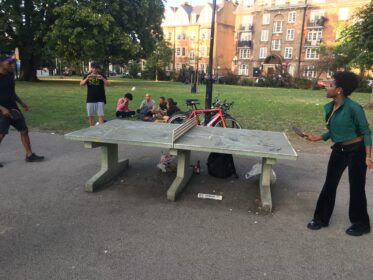 People playing table tennis on Camberwell Green