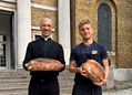 Father Andrew Mumby, Rector of St Peter's Church, Walworth (left) with Saint Louie baker Louis (right)