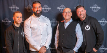 MasterChef judge Gregg Wallace (2nd from right) shows support for Bermondsey duo (far left; Ted Lawlor and far right; Robert Hisee)