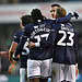 Brooke Norton-Cuffy was congratulated by team-mates after his fantastic assist. Image: Millwall FC