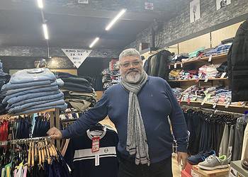 Jack Shah, owner of Blu1 men's clothing shop, on Southwark Park Road, Bermondsey