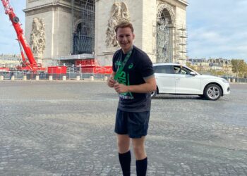 Ollie Tennant after the 2021 Paris Marathon