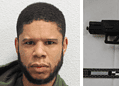 Convicted Sean Bent (left) and a pistol discovered by police (right). Images: Met Police