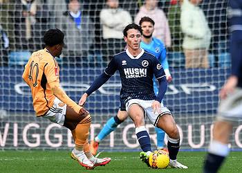 Danny McNamara was back in defence for the FA Cup clash against Leicester. Image: Millwall FC