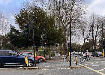 The traffic island on the junction between Dulwich Grove and Red Post Hill