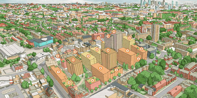 An illustration of what Berkeley's redeveloped Aylesham site could look like. Credit: Berkeley