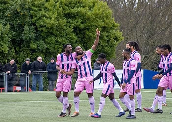 Jerome Binnom-Williams, second from left, celebrates his goal. Photo: Mike Urban