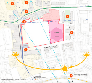 The site's boundaries outlined in red. Credit: Berkeley