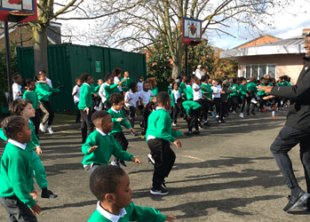 Pupils had forty minutes to do as many laps of the school as possible. Credit: St Mary Magdalene