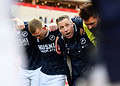 Neil Harris spoke to his players on the pitch after the game. Image: Millwall FC