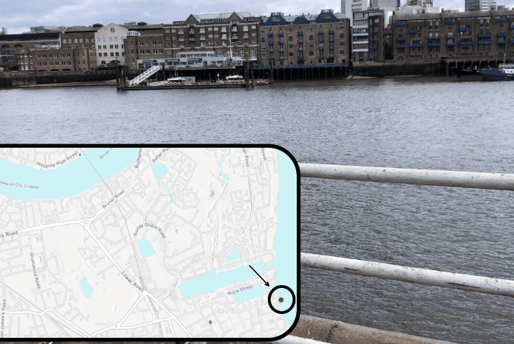 The site of the overflow pump at Shad Thames alongside its locations and that of one other in Bermondsey and Old Southwark. Image: The River Trust's Sewage Map
