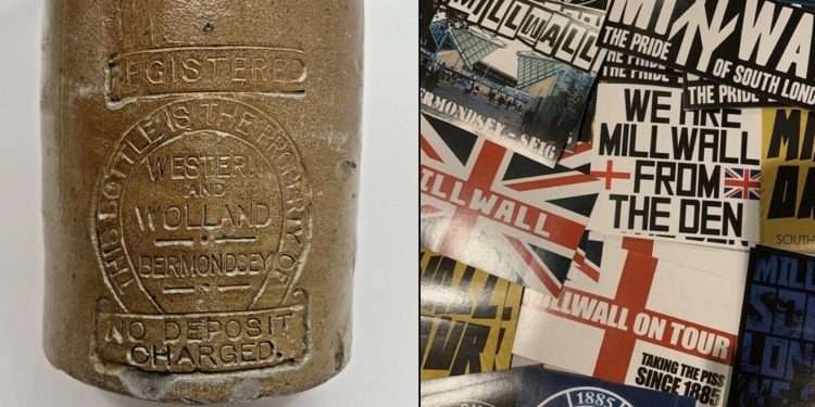 L: W&W Ginger Beer Bottle; R: 100 Millwall stickers (photos: eBay)