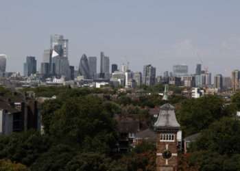 A skyline view from the proposed office floor at Canada Water Credit: Facundo Arrizabalaga / MyLondon