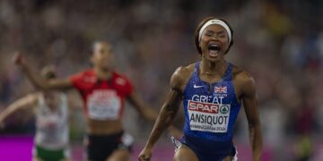 Imani-Lara competing in Birmingham this summer (credit: Sam Mellish / British Athletics)