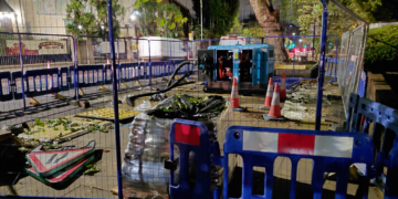 The closure of Lordship Lane (credit: Thames Water)